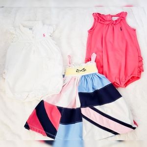 6M Bundle Ralph Lauren Baby Dress & Onesies